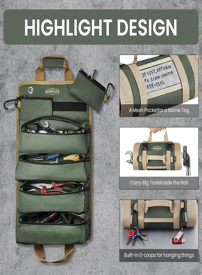 Serplex® 900D Tool Bag Portable Roll Up Tool Bag with Handle & Shoulder Strap Multi Compartment Tools with Detachable Zipper Pouch,Multi-Purpose Organizer for Technicians/Mechanics(No Tools) - Image 4